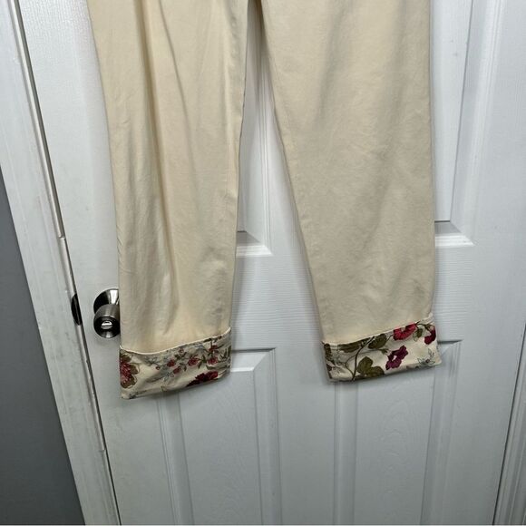 Sz 12 (44 EUR) Les Copains Off white & Floral Cuffed Pants $328 MSRP - Picture 7 of 15